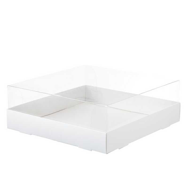 קופסת קרטון לבן מכסה PVC (מכסה נפרד)- 31/31/11 ס"מ