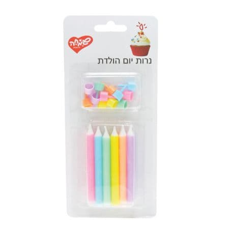 נרות יום הולדת צבעי פסטל – 12 יח